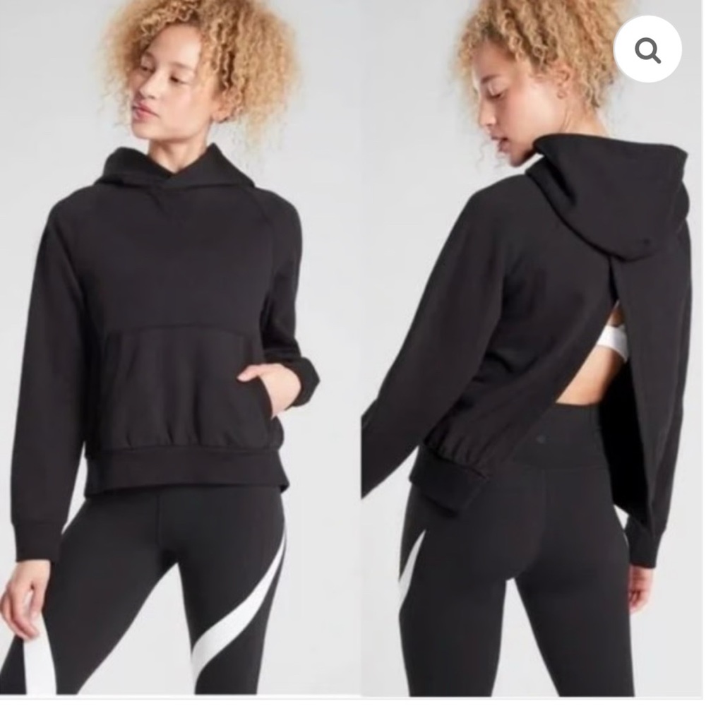Athleta Moonrise Open Back Hoodie in Black Size M